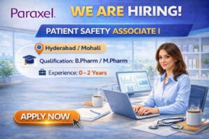 Paraxel Hiring Fresher for Patient Safety Associate I: PV Jobs 2026