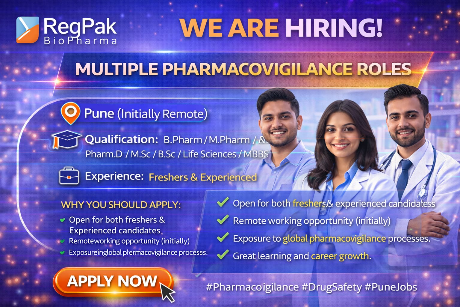 Regpak Biopharma PV roles