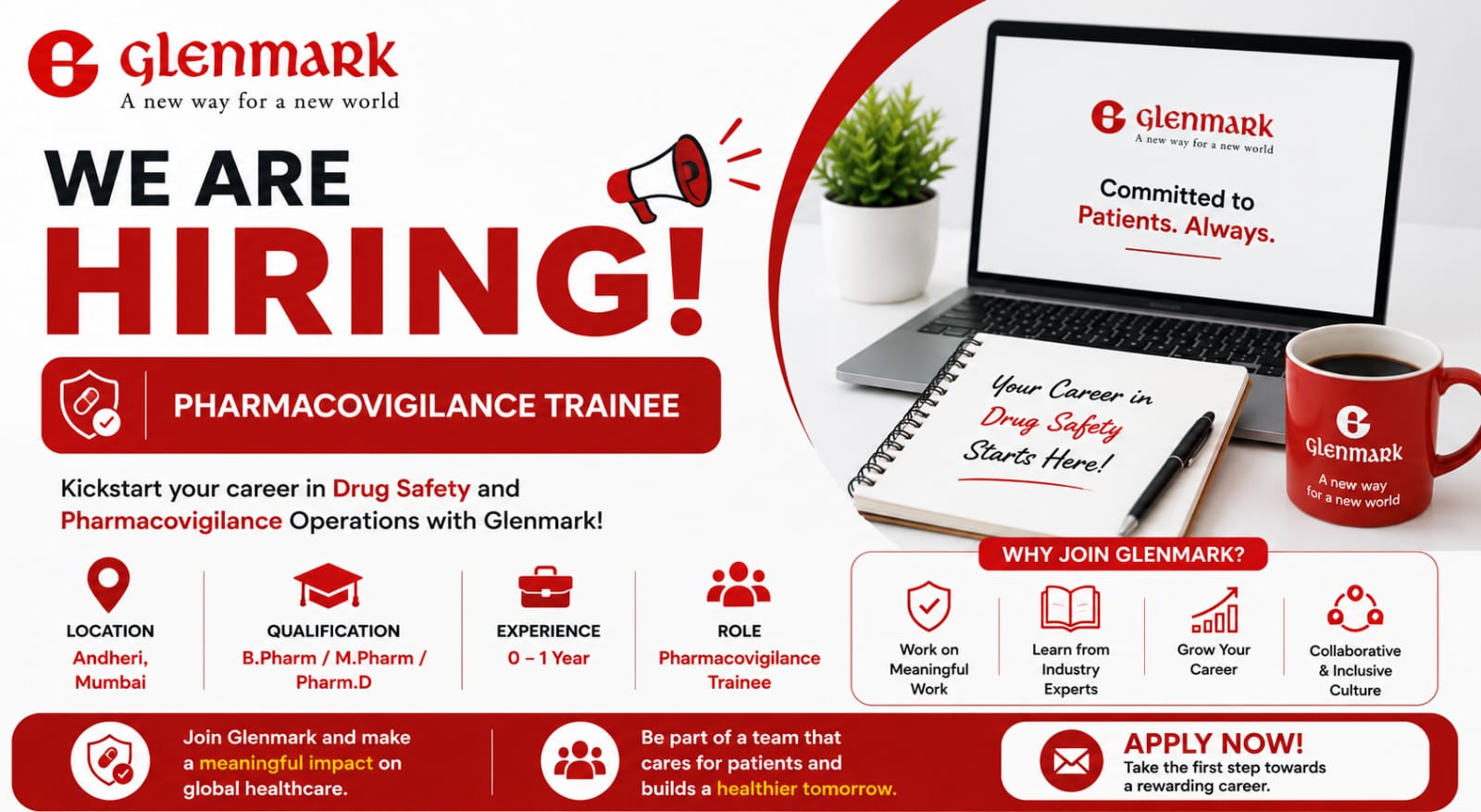 Pharmacovigilance Trainee at glenmark