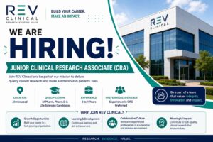 REV Clinical Hiring Junior Clinical Research Associate (CRA) in Ahmedabad