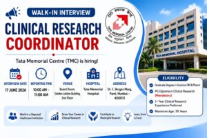 Tata Memorial Centre Hiring Clinical Research Coordinator | Walk-In Interview 2026