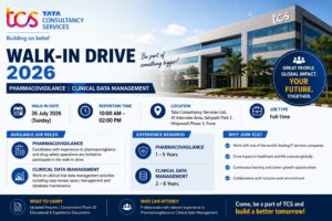 TCS Walk-In Drive 2026 for Pharmacovigilance & Clinical Data Management Jobs in…